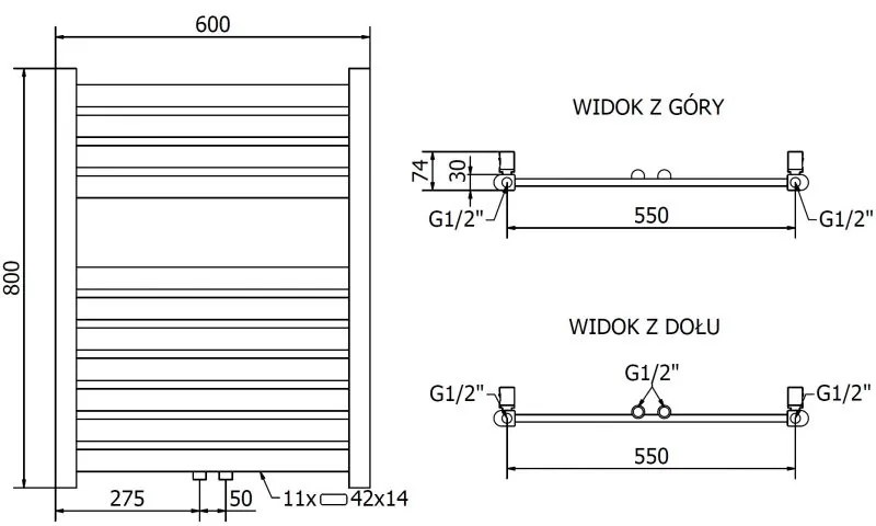 Mexen Uran, elektrické vykurovacie teleso 800x600 mm + vykurovacia tyč 300 W, zlatá lesklá, W105-0800-600-2300-50