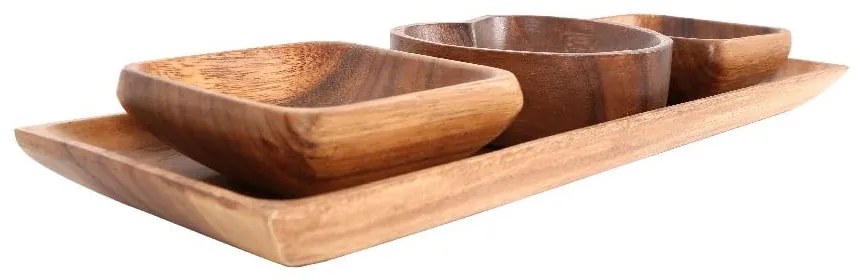 Hnedé drevené servírovacie misky v súprave 4 ks Kora – Premier Housewares