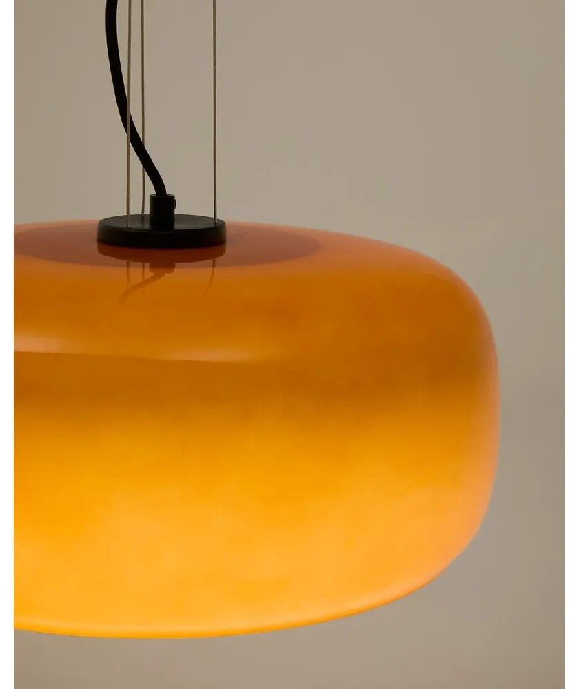 Oranžové LED závesné svietidlo so skleneným tienidlom ø 38 cm Reig – Kave Home