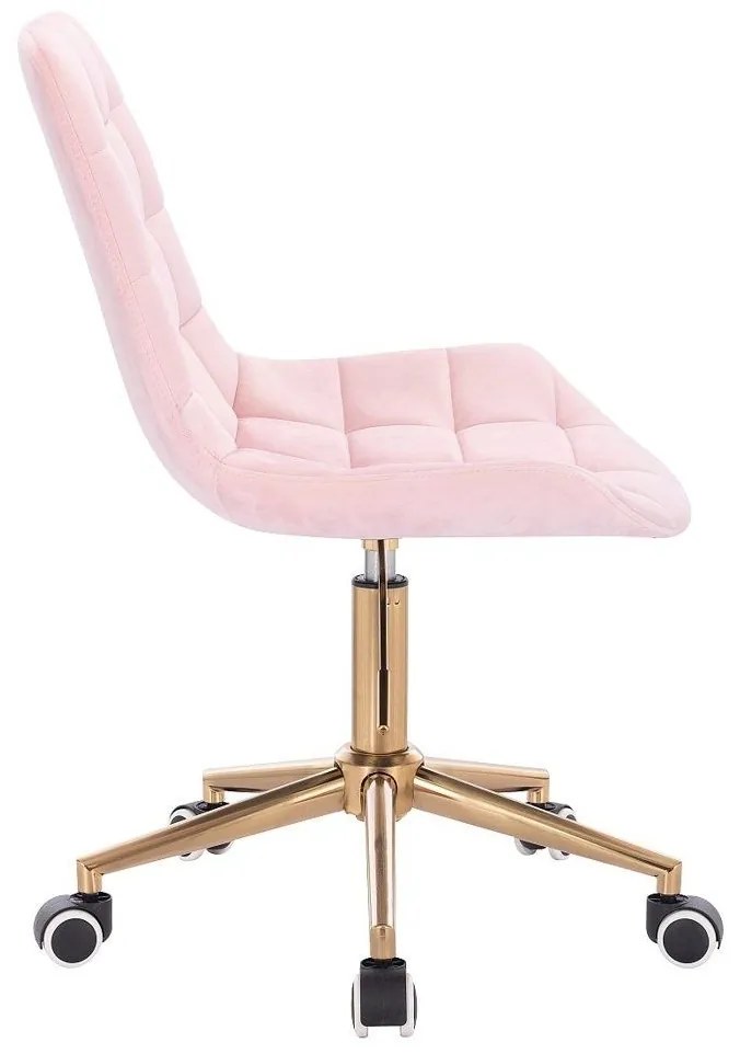 LuxuryForm DESIGN Stolička PARIS VELUR na zlatej podstave s kolieskami - svetloružová