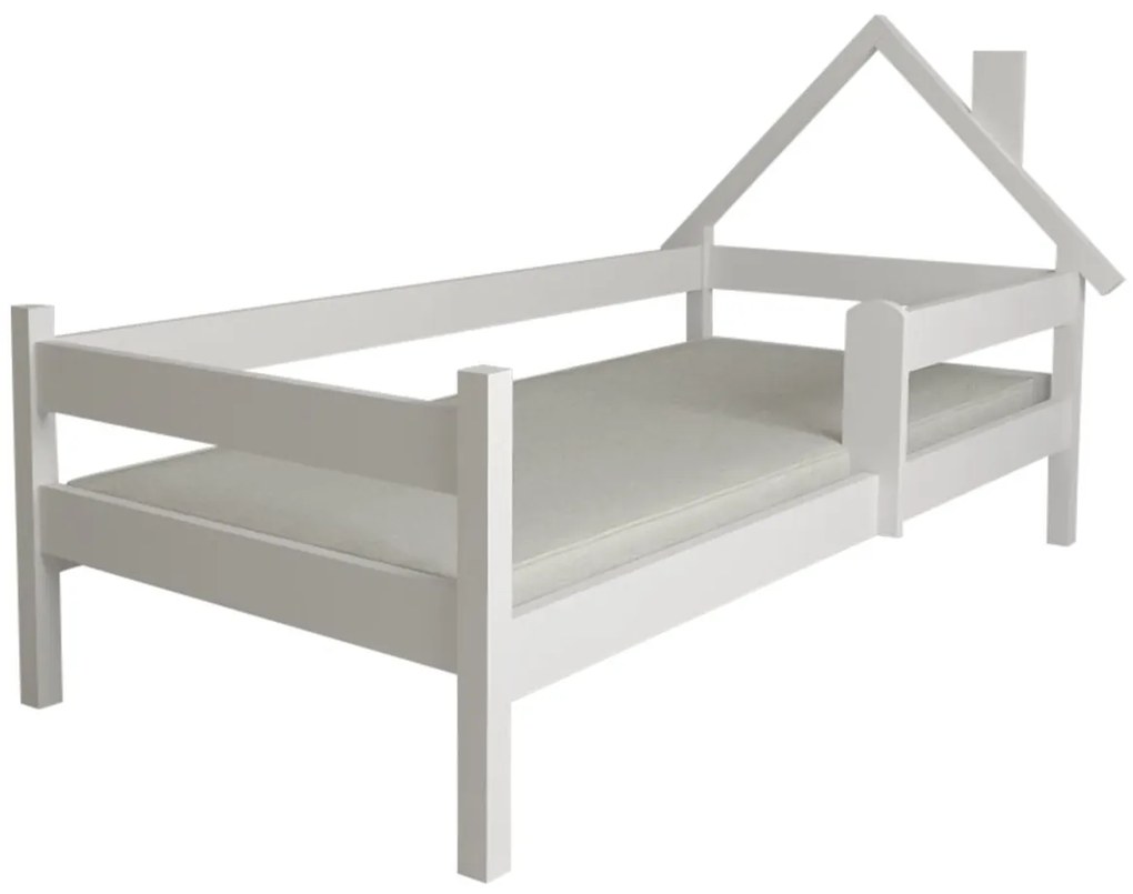 Detská domčeková posteľ z masívu borovice SÁRA - 200x90 cm - biela