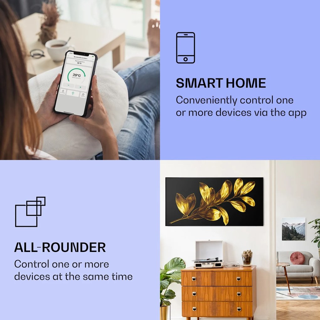 Klarstein Wonderwall Air Art Smart, infračervený ohrievač, 120 x 60 cm, 700 W, zlatý list