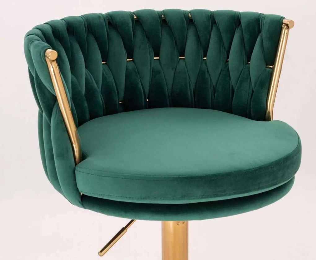 LuxuryForm DESIGN Stolička LYON VELUR na zlatej podstave s kolieskami - zelená