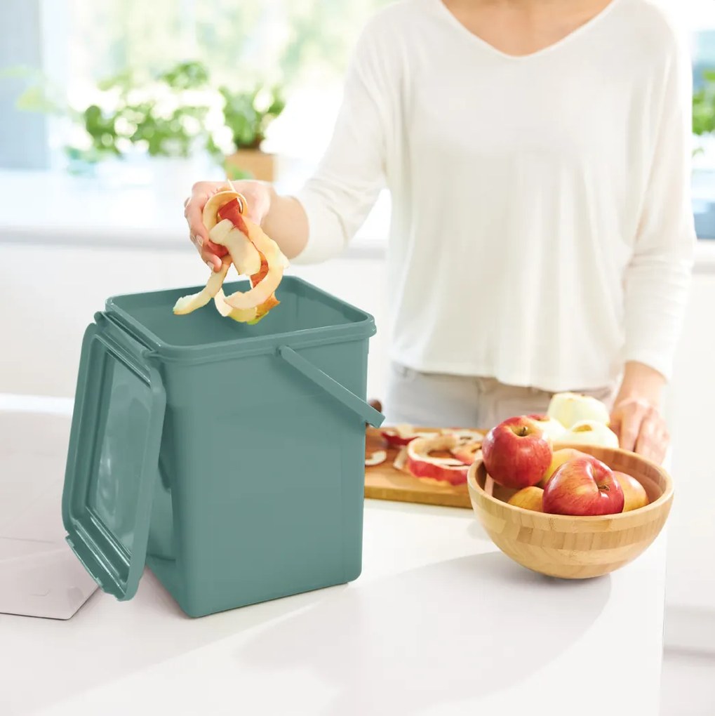Rotho 2. akosť - M - Odpadkový kôš na bio odpad, Kompostér BIO, matne zelený, 9l