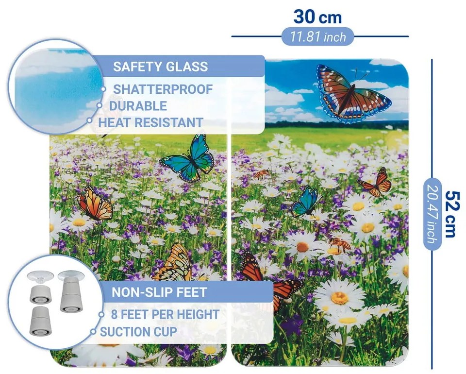 Kryty na sporák z tvrdeného skla v súprave 2 ks 52x30 cm Summer Meadow – Maximex