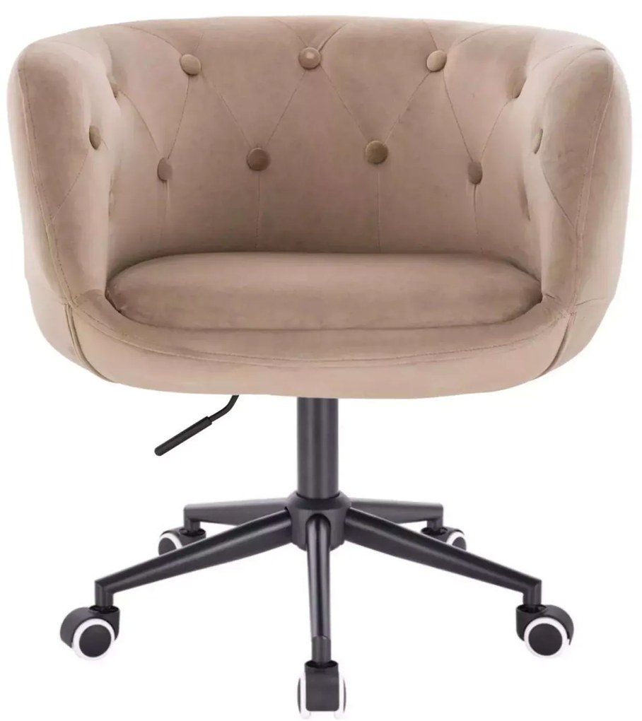 LuxuryForm DESIGN Kreslo MONTANA VELUR na čiernej podstave s kolieskami - latte