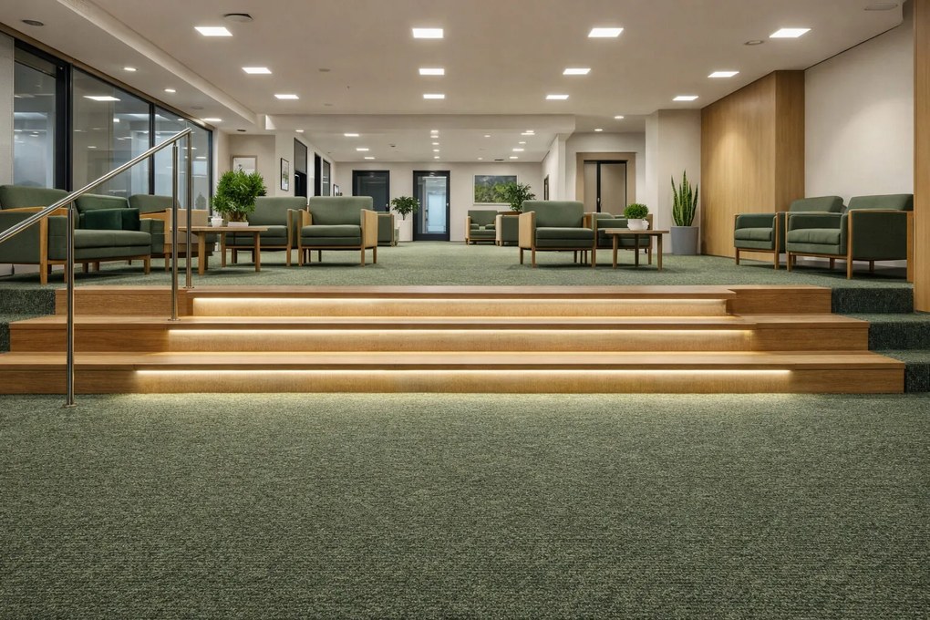 Associated Weavers, Koberec metráž Medusa 21, na mieru, šíře 4m, zelená, ab (mriežka), chodba / predsieň