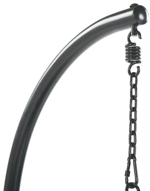 Závesné kreslo s rámom ø 102 cm ratan / pletené lano čierne ALBA Beliani