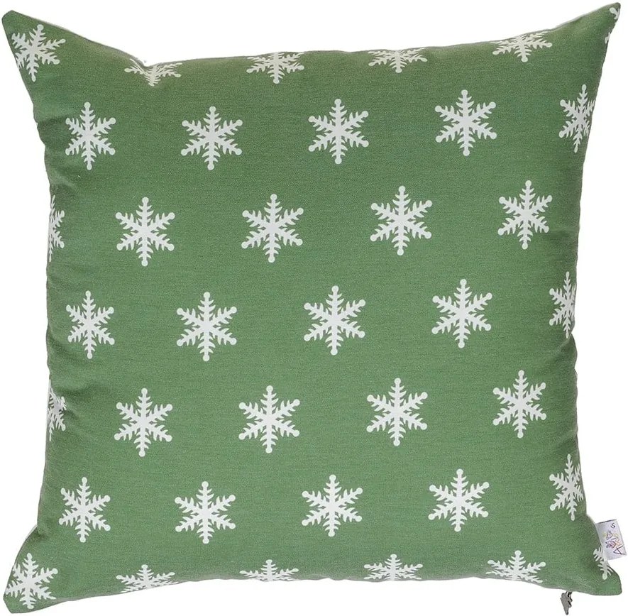 Zelená vianočná obliečka na vankúš Mike & Co. NEW YORK Shine Snow, 43 x 43 cm