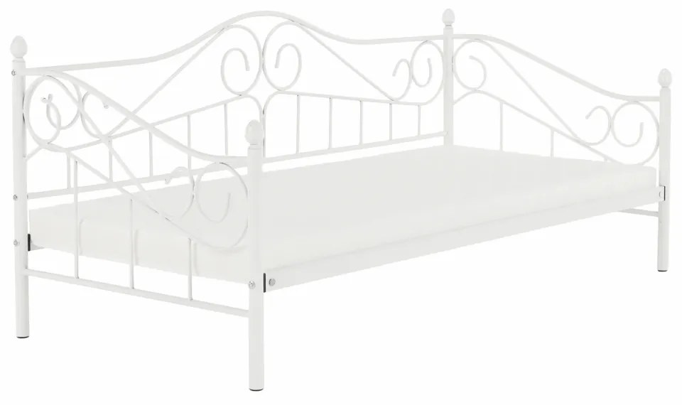 Kovová jednolôžková posteľ s roštom Daina 90x200 cm - biela