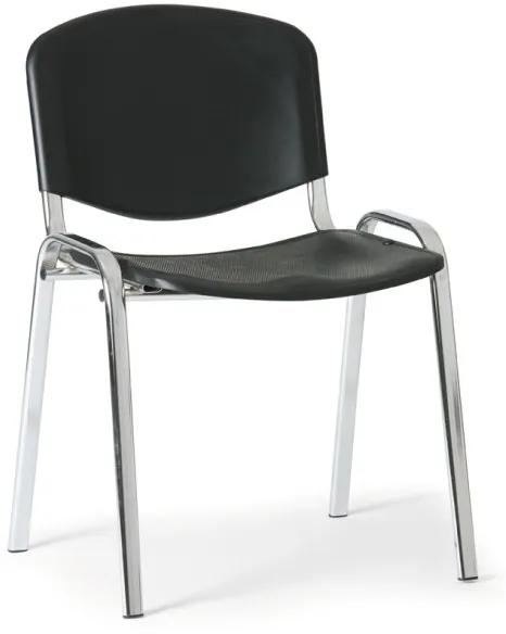 Plastová stolička ISO, čierna, konštrukcia chrómovaná