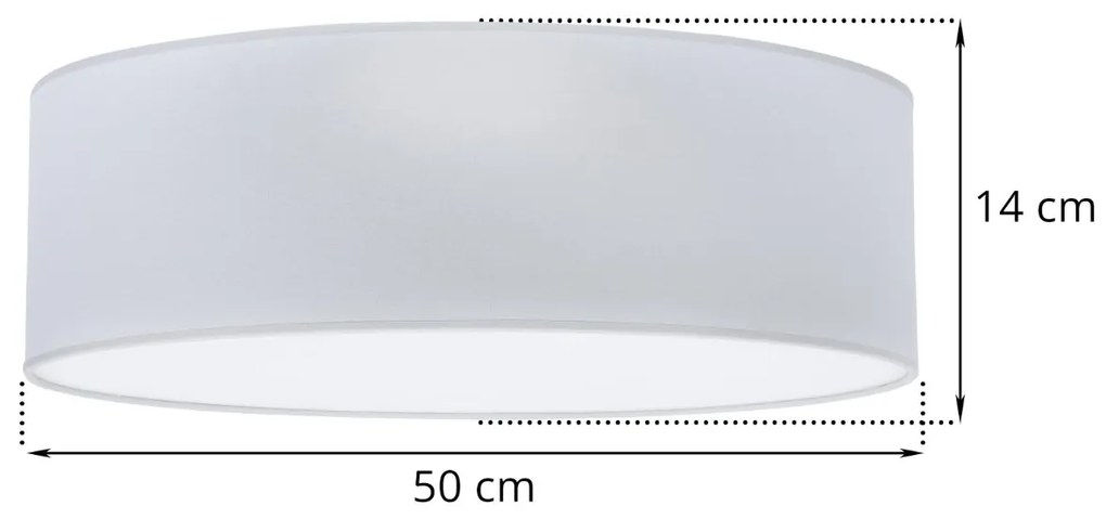 Stropné svietidlo Gaja, 1x svetlosivé textilné tienidlo, (biele plexisklo), (fi 50cm)