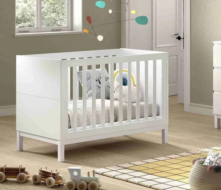 Detská postieľka s nastaviteľnou výškou Eva biela 60x120cm