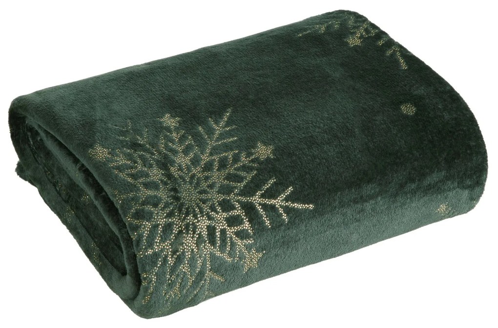 VIANOČNÁ FLANELOVÁ DEKA SNOW GOLD 150X200 CM VZOROVANÁ