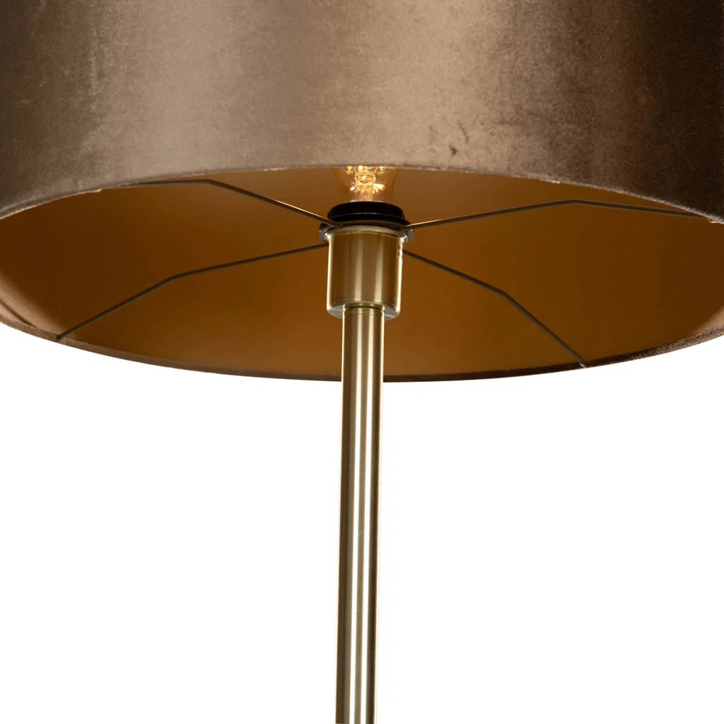 Stojacia lampa mosadz s velúrovým tienidlom bronz 50 cm - Simplo