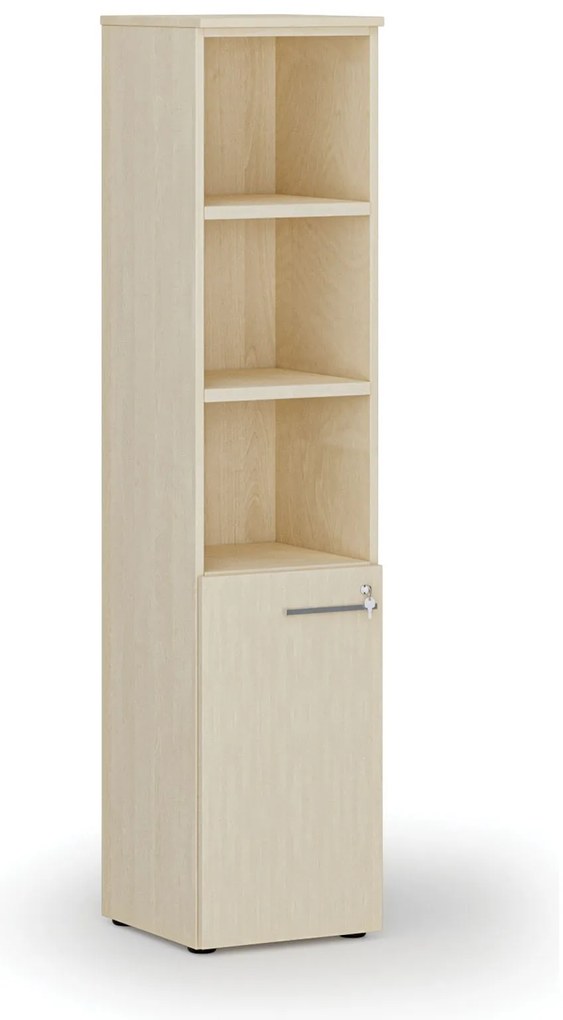Kombinovaná kancelárska skriňa PRIMO WOOD, dvere na 2 poschodia, 400 x 420 x 1781 mm, breza