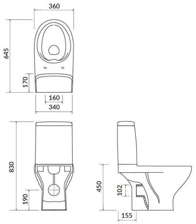 Cersanit Moduo CleanOn, kombi wc so splachovaním 3/5l + sedátko z duroplastu, biela, K116-030