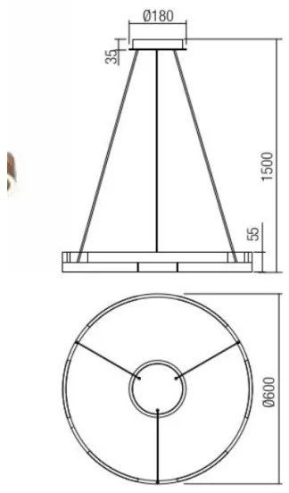 Redo 01-3173 - LED Stmievateľný luster na lanku CASTLE LED/36W/230V čierna