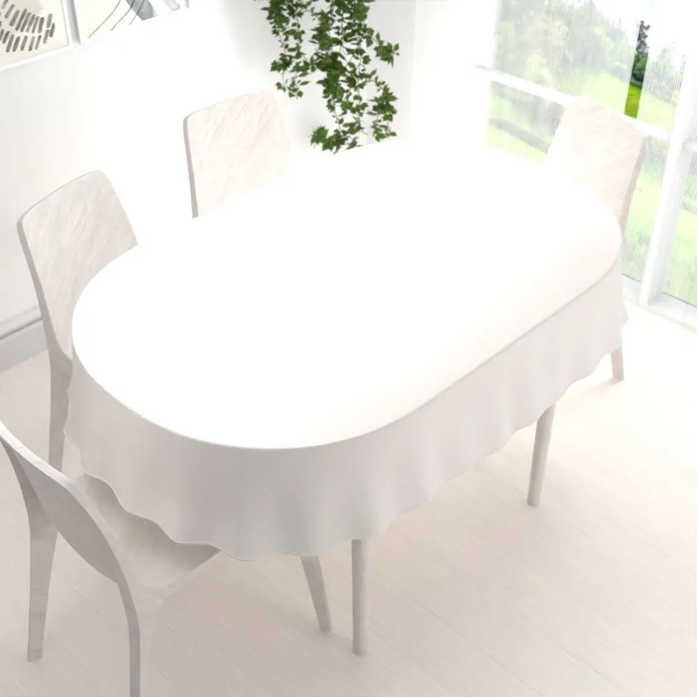 Biante Zamatový oválny obrus Velvet Prémium SVP-024 Krémovo biely 140x160 cm