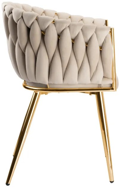 Jedálenská stolička COFTON zamatová, zlatá / béžová