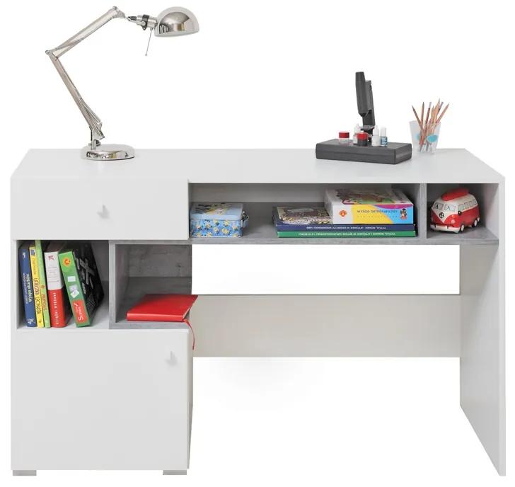 Písací stôl Sigma SI10 - Biely lux / beton