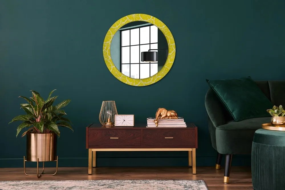 Okrúhle dekoračné zrkadlo s motívom Citrón fi 70 cm