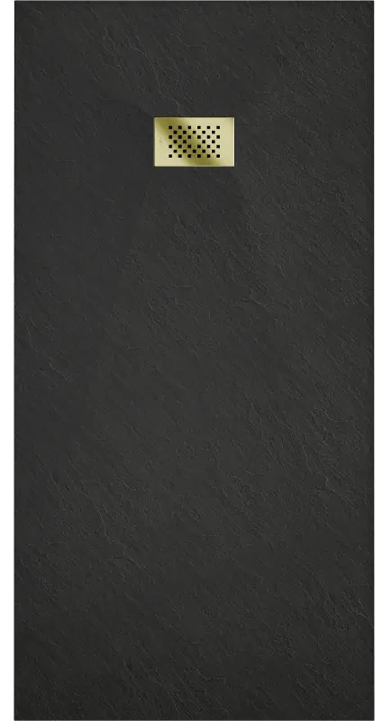 Mexen Hugo, obdĺžniková sprchová vanička SMC 180 x 80 cm, čierna, zlatá krytka, 42708018-G