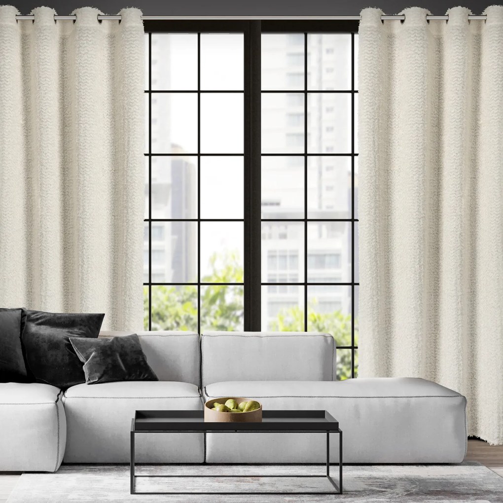 ZÁVES NA KRÚŽKOCH EVA MINGE TIFFANY 135X250 CM KRÉMOVÁ