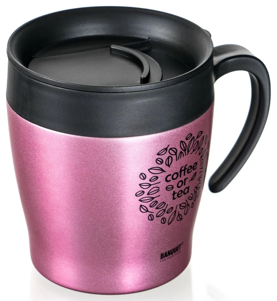 Banquet Termohrnček cestovný TAZZA 330 ml, ružová