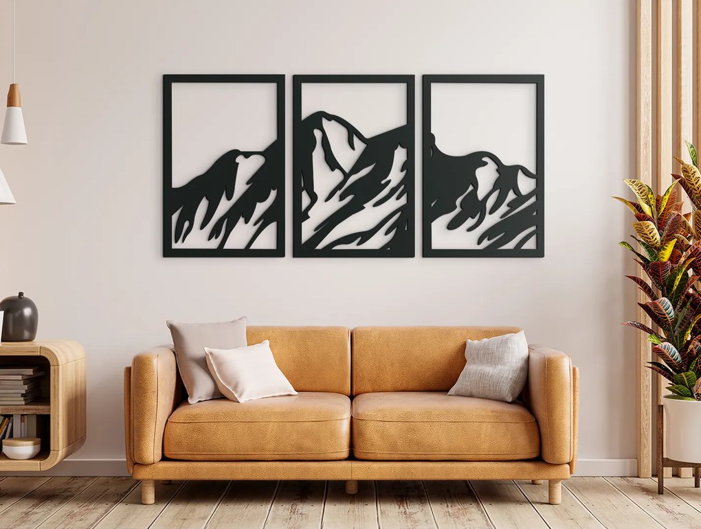 drevko Viacdielny obraz Hory Rozmer obrazu: 31 x 65 cm, Farba dekorácie: Čierna