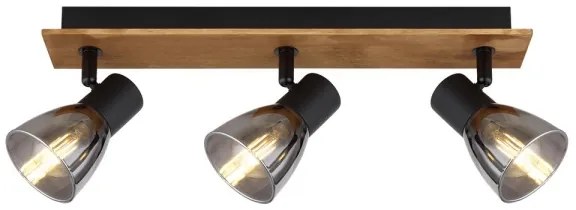 Globo 54307-3W - Bodové svietidlo CLAUDE 3xE14/40W/230V čierna/drevo