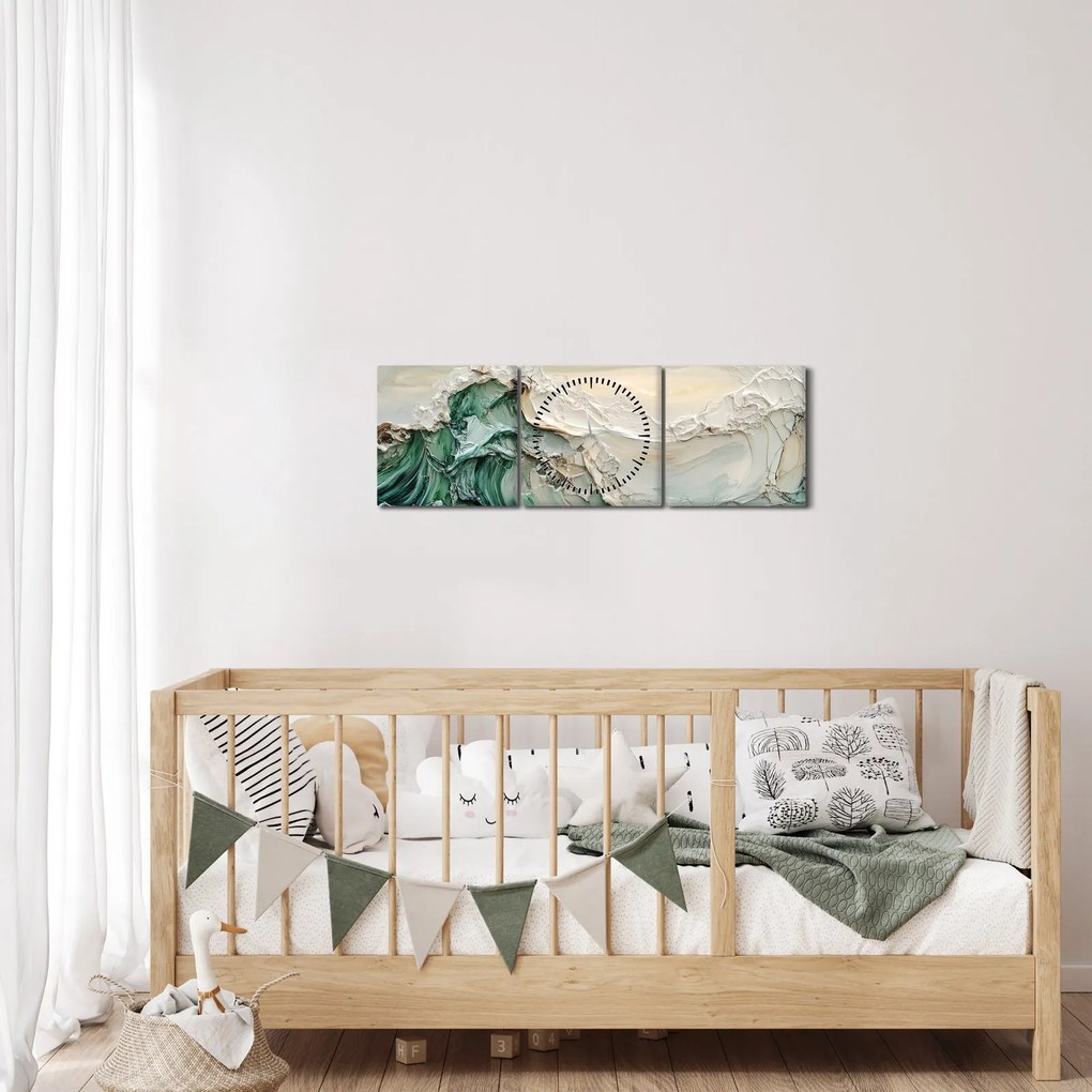 Obraz - 3D abstrakcie mora (s hodinami) (90x30 cm)