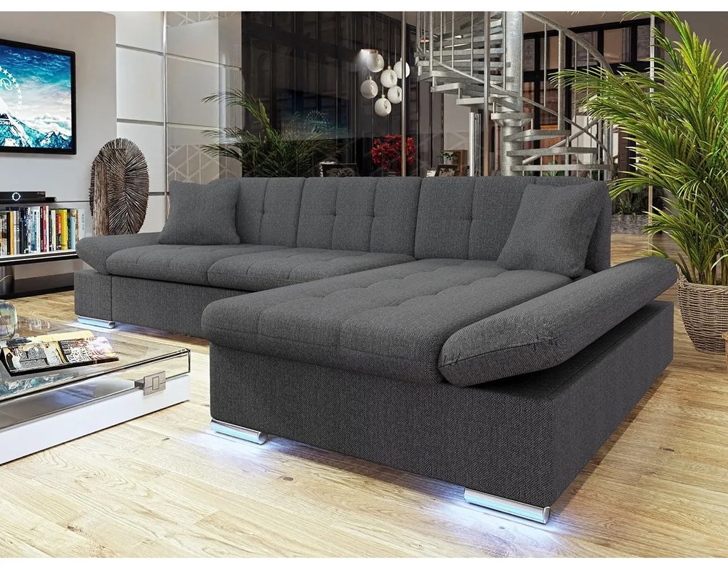 Rohová sedačka Laviva LED, Dostupné poťahy: ekokoža Soft 011 + Bristol 2460, Strana: ľavá