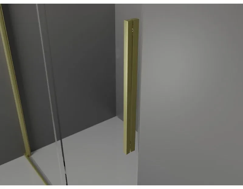 Mexen Velar, posuvné dvere do otvoru 140x200 cm, 8mm číre sklo, zlatá matná, 871-140-000-01-55
