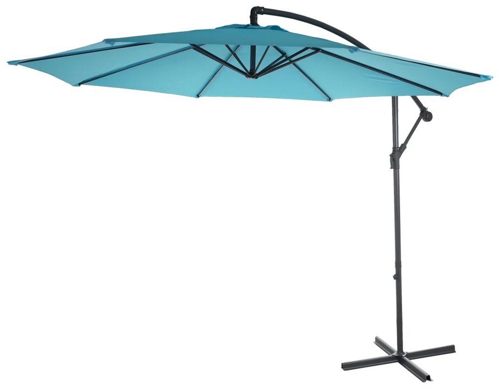 Slnečník Acerra Ø 3m bez stojanu- polyester/oceľ - tyrkysovo-modrá