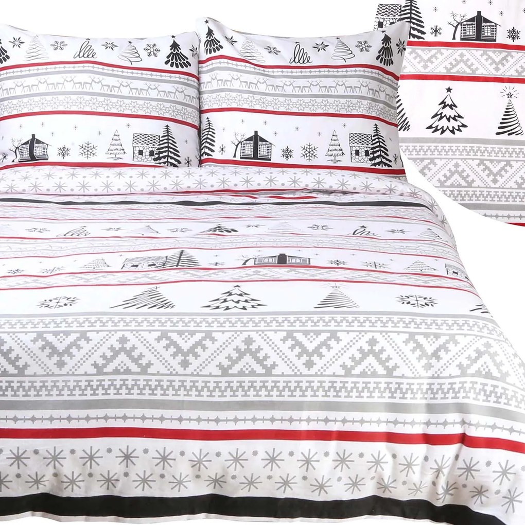 VIANOČNÉ FLANELOVÉ OBLIEČKY FLANELOVE 160X200 CM, 2KS 70X80 CM VZOROVANÉ