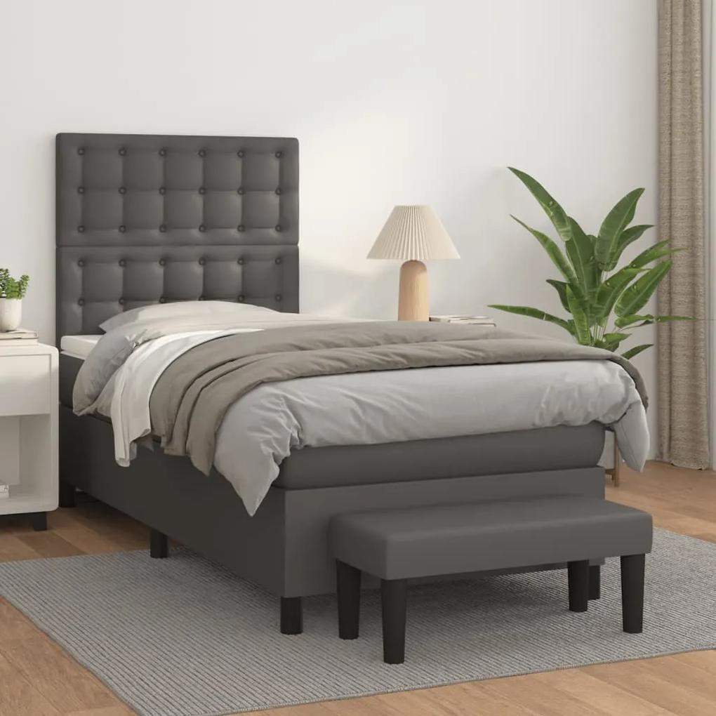 Boxspring posteľ s matracom sivá 80x200 cm umelá koža 3137633