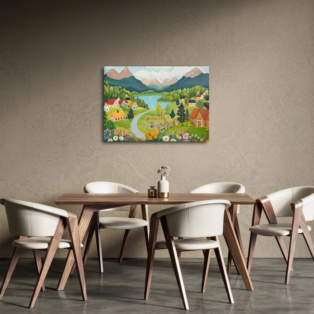 Obraz - Dedina v horách (70x50 cm)