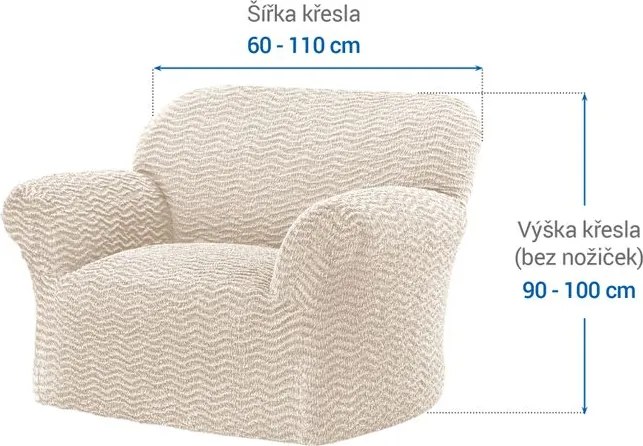 Bielastické poťahy CRISTINA smotanová kreslo (š. 60 - 110 cm)