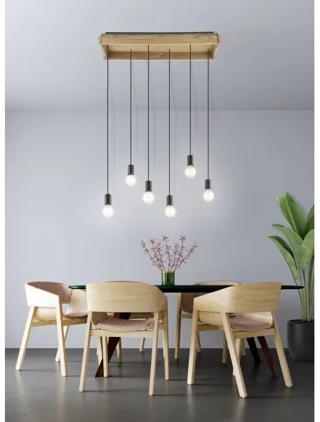 Eglo 43592 - Luster na lanku WOOTTON 6xE27/40W/230V