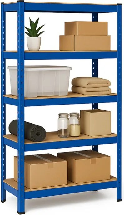 Akcia 5x Regál 150x70x30 cm lakovaný 4-policový, nosnosť 700 kg - modrý
