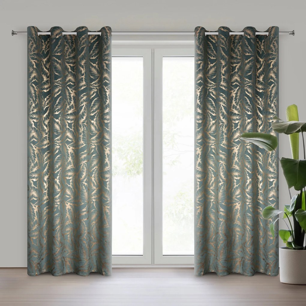 ZATEMŇOVACÍ ZÁVES NA KRÚŽKOCH MILENA 140X250 CM LISTY