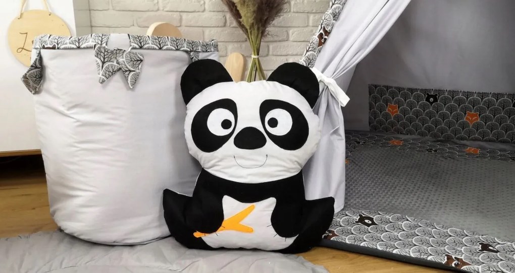Detský stan TEEPEE (TÍPÍ) LUXURY s doplnkami - ZVIERACIA PARTIČKA - sivý