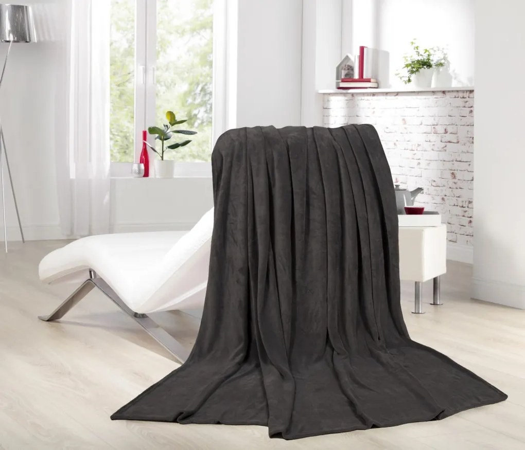 Fleecová deka Lara 220x240 cm, antracitová