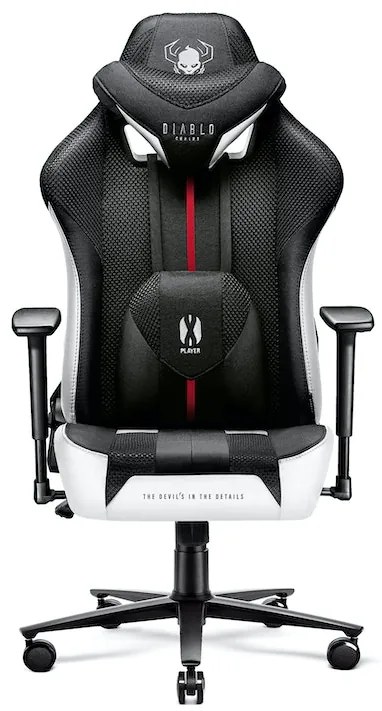 Látkové herné kreslo Diablo X-Player 2.0 Normal Size: bielo-čierne Diablochairs
