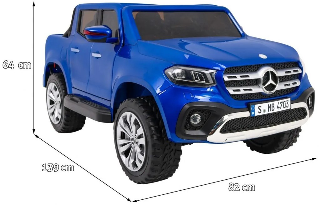 RAMIZ ELEKTRICKÉ AUTÍČKO MERCEDES X-CLASS - LCD - MP4 - LAKOVANÉ - MODRÉ - 4 x 45W/12V - 2 x 12V/7Ah - 2023