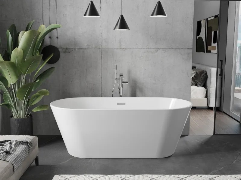 Mexen Flavia voľne stojaca vaňa 160 x 75 cm, biela, prepad chróm, 54031608000