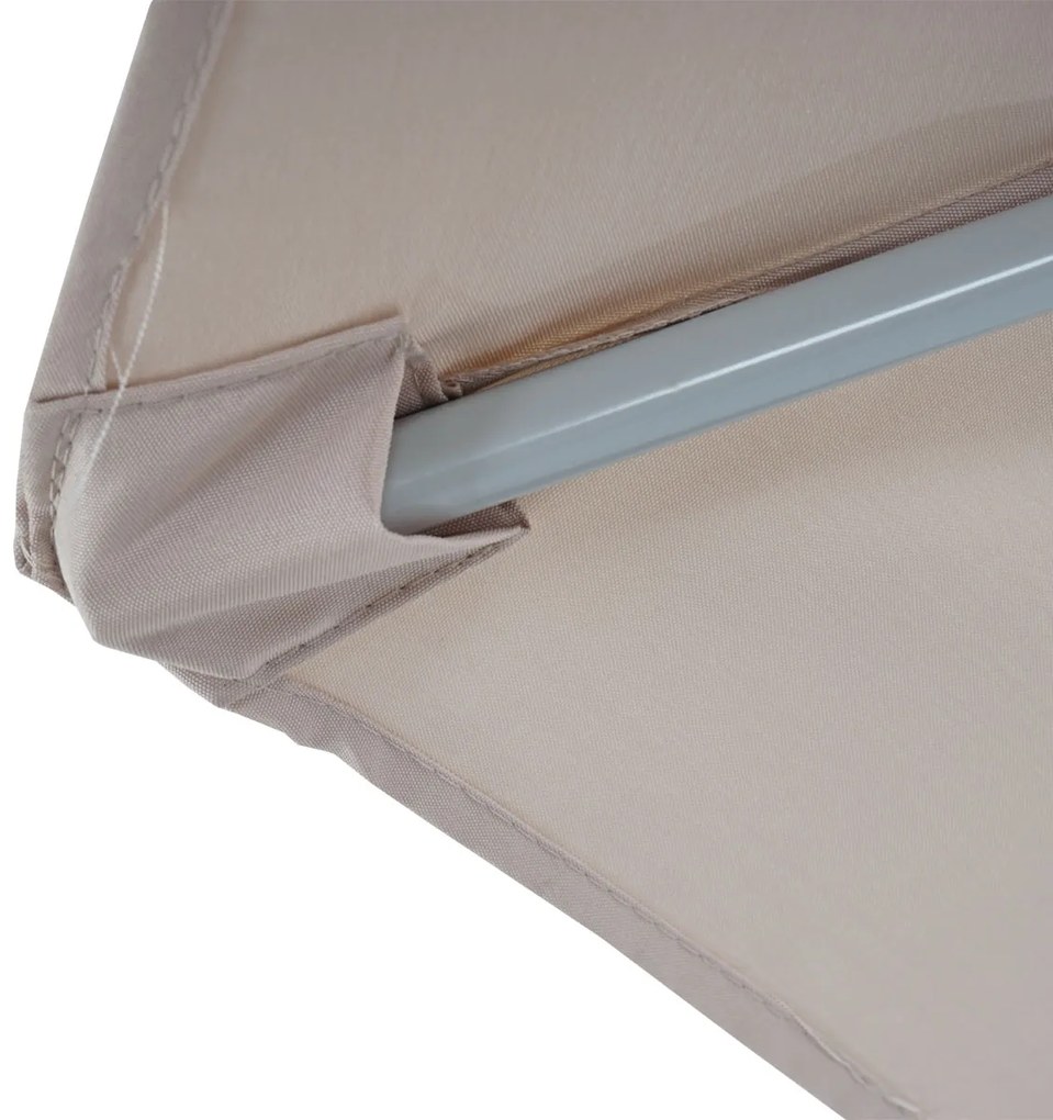 Slnečník polkruh Parla - polyester/hliník - 270cm krémová so stojanom