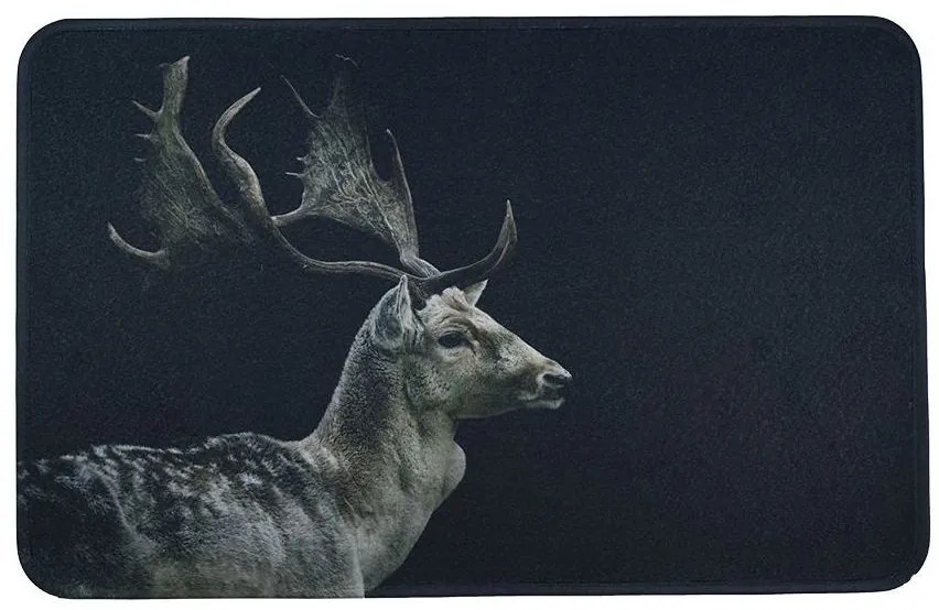 Čierna podlahová rohožka s danielom Deer - 75*50*1cm