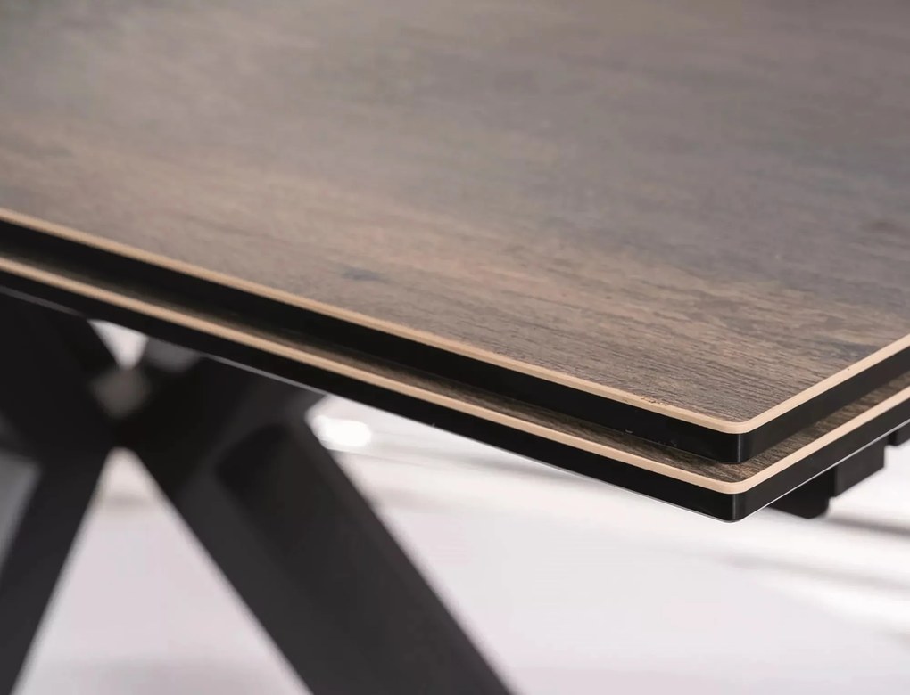 Rozkladací jedálenský stôl Columbus Keramický 160/240 cm hnedý/čierny
